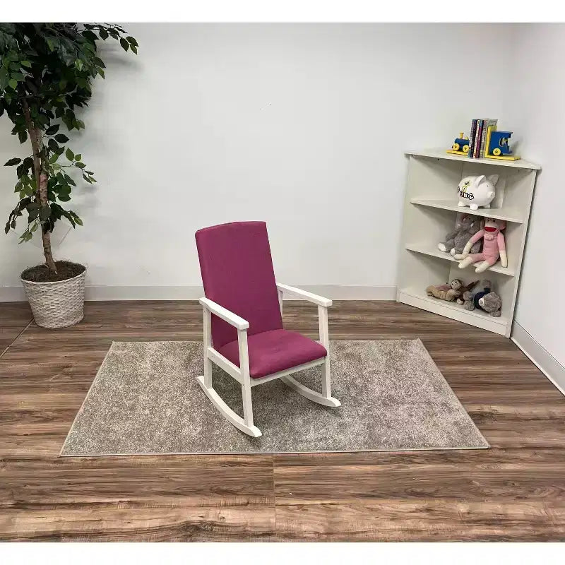 Sedia a Dondolo per Bambini Completamente Rivestita con Schienale Rosa -: Poltrona Accento per Bambini, Telaio in Legno, Mobili per Bambini