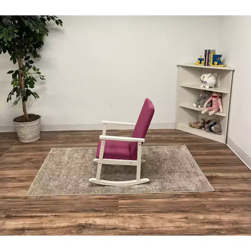 Sedia a Dondolo per Bambini Completamente Rivestita con Schienale Rosa -: Poltrona Accento per Bambini, Telaio in Legno, Mobili per Bambini