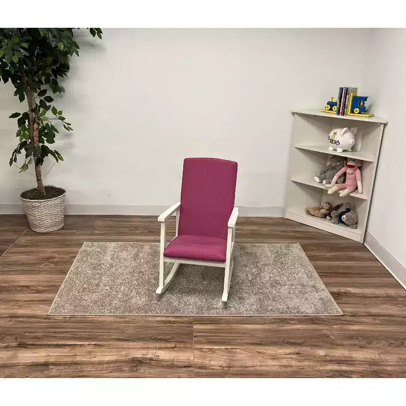 Sedia a Dondolo per Bambini Completamente Rivestita con Schienale Rosa -: Poltrona Accento per Bambini, Telaio in Legno, Mobili per Bambini
