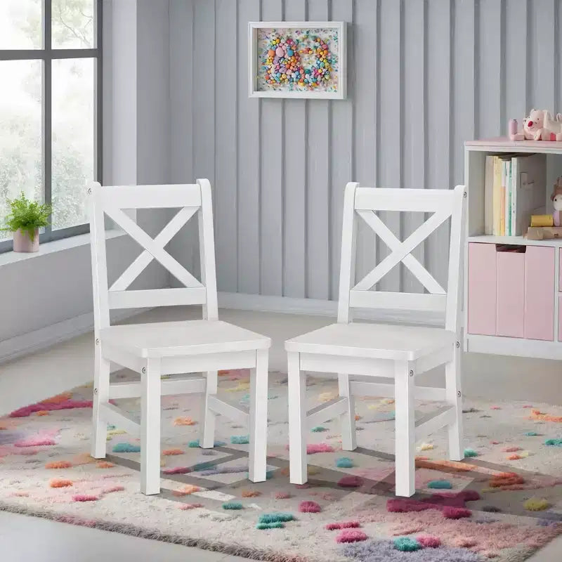 eHemco Sedie per Bambini con Schienale a X in Legno Massiccio, Set da 2