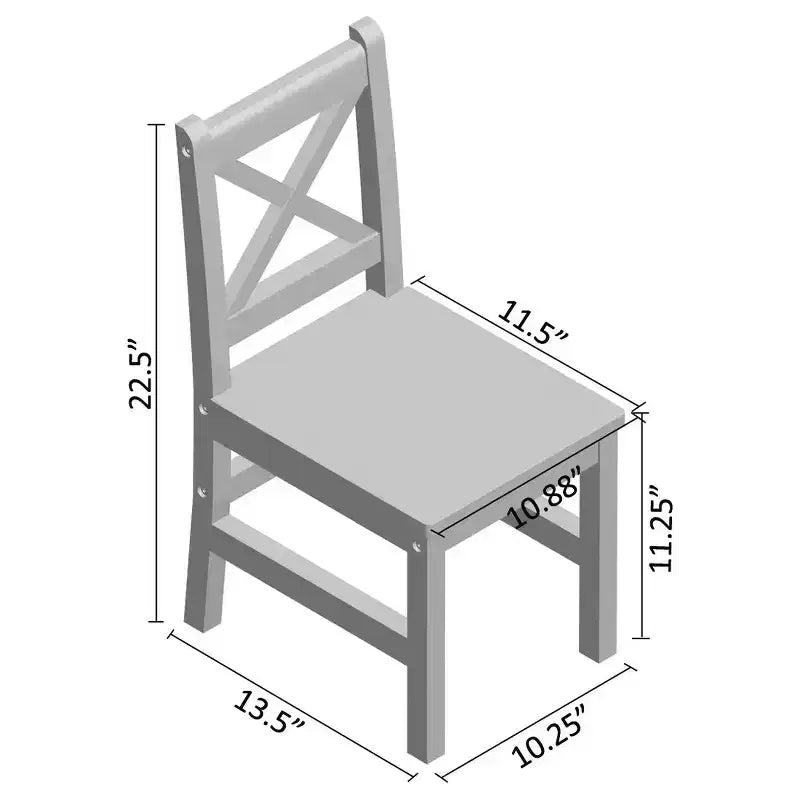 eHemco Sedie per Bambini con Schienale a X in Legno Massiccio, Set da 2