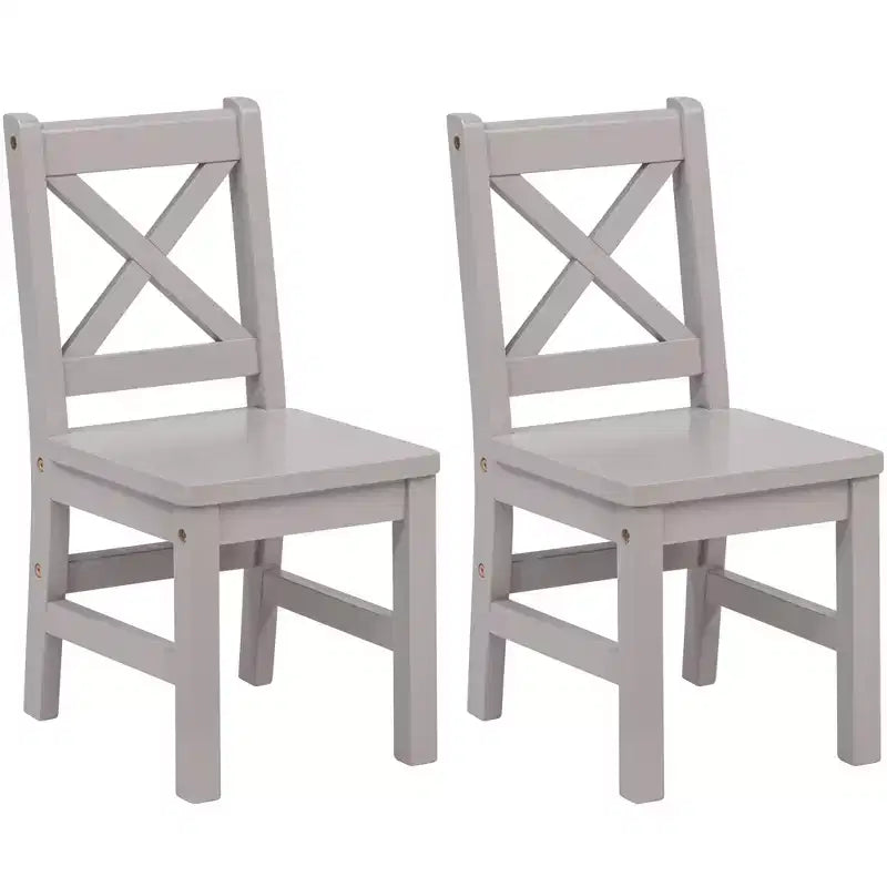 eHemco Sedie per Bambini con Schienale a X in Legno Massiccio, Set da 2