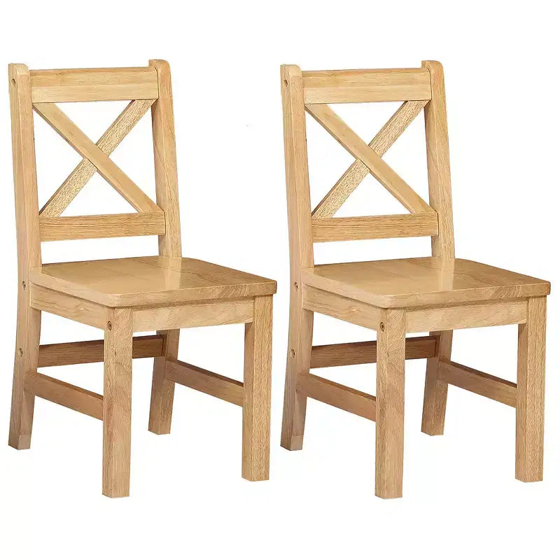 eHemco Sedie per Bambini con Schienale a X in Legno Massiccio, Set da 2