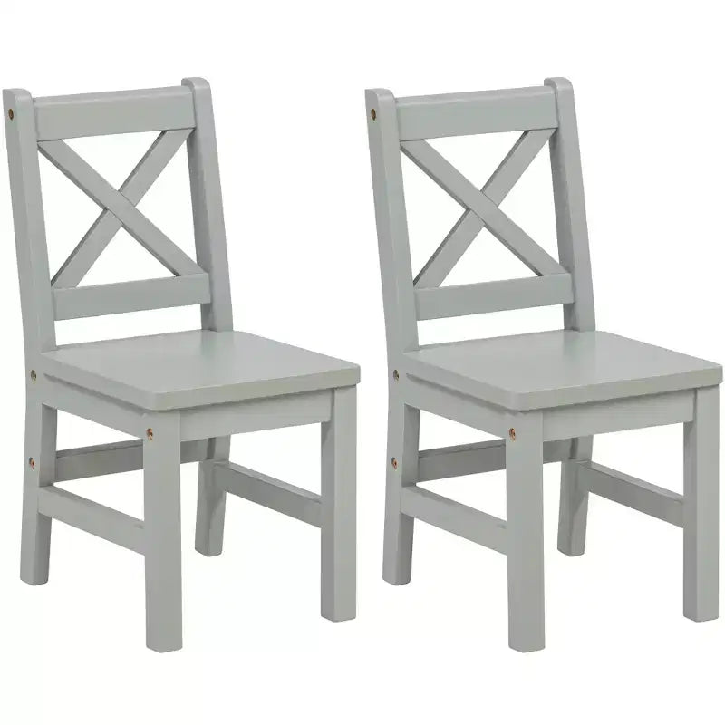 eHemco Sedie per Bambini con Schienale a X in Legno Massiccio, Set da 2