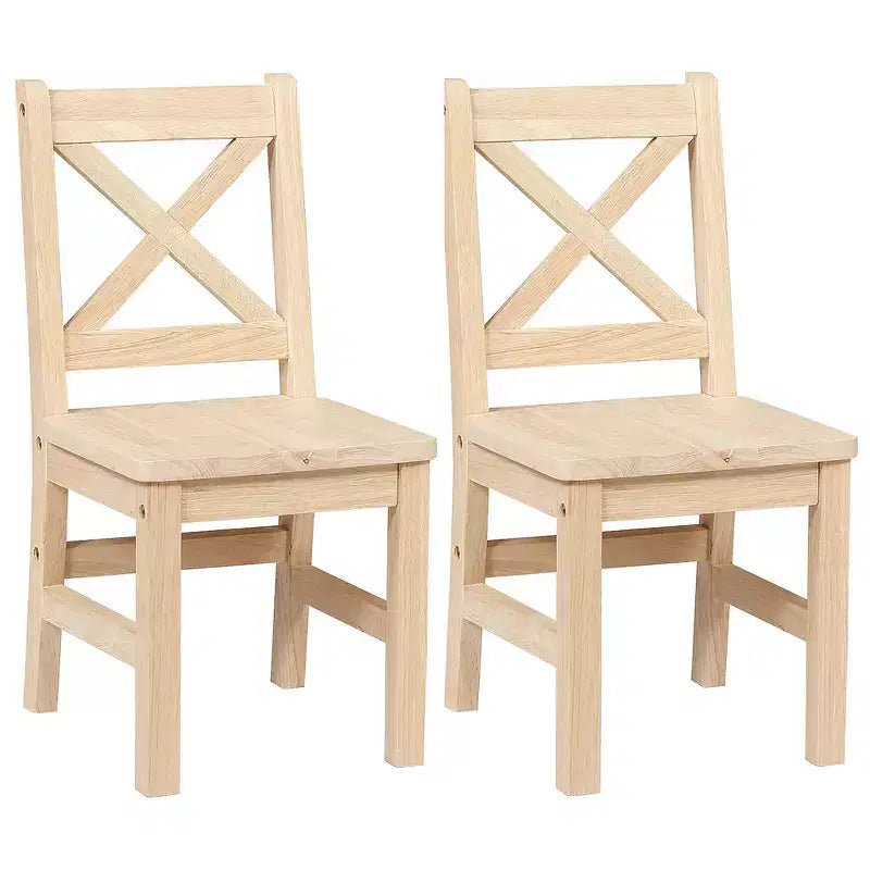 eHemco Sedie per Bambini con Schienale a X in Legno Massiccio, Set da 2