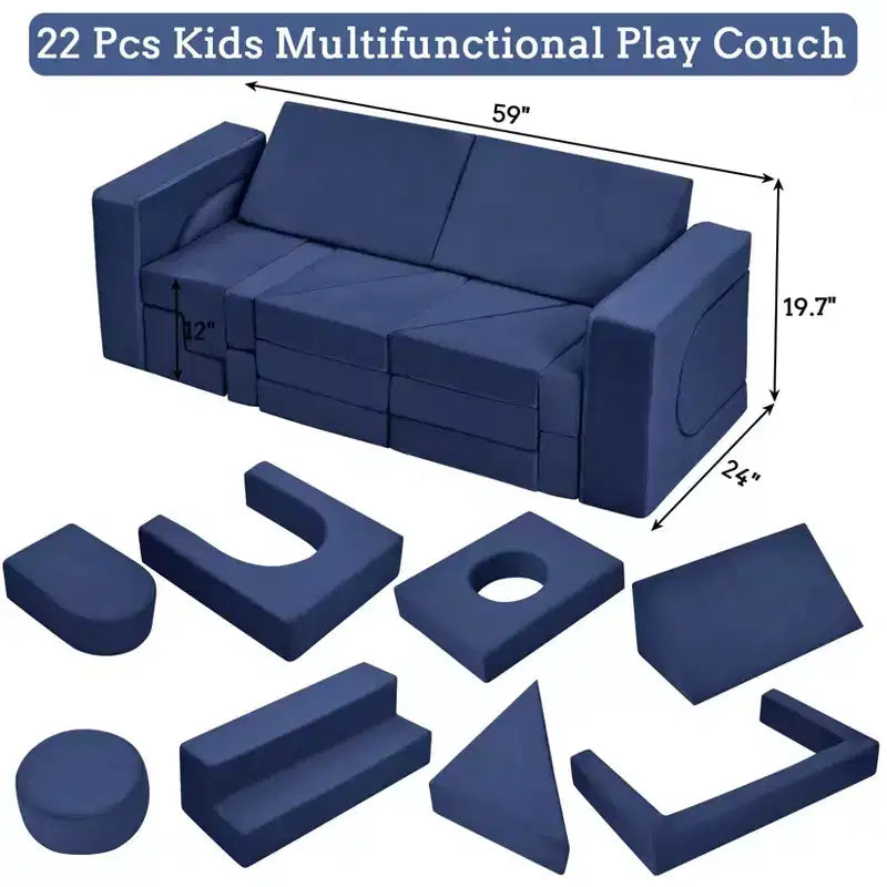 Divano da Gioco per Bambini, Set di Mobili Componibili per Bambini da 22 Pezzi, Mobili Creativi per Sala Giochi per Bambini