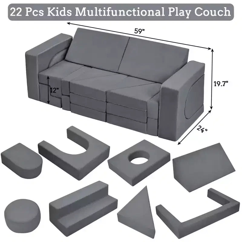 Divano da Gioco per Bambini, Set di Mobili Componibili per Bambini da 22 Pezzi, Mobili Creativi per Sala Giochi per Bambini