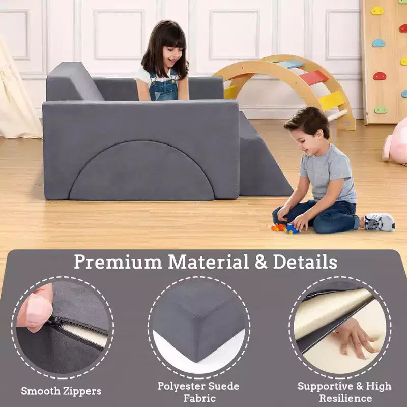 GustoWave Divano Gioco per Bambini 7 Pezzi, Set Divano Convertibile Multifunzionale per Bambini per Sala Giochi e Cameretta