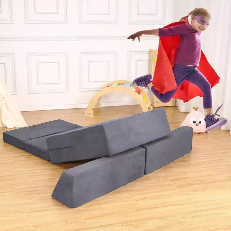 GustoWave Divano Gioco per Bambini 7 Pezzi, Set Divano Convertibile Multifunzionale per Bambini per Sala Giochi e Cameretta