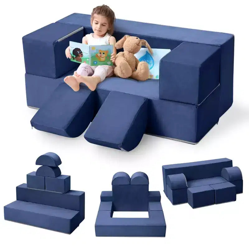GustoWave Divano per Bambini 6 Pezzi, Set Divano Gioco in Schiuma con Cuscini Staccabili, Divano Morbido Convertibile per Bambini Piccoli e Bambini