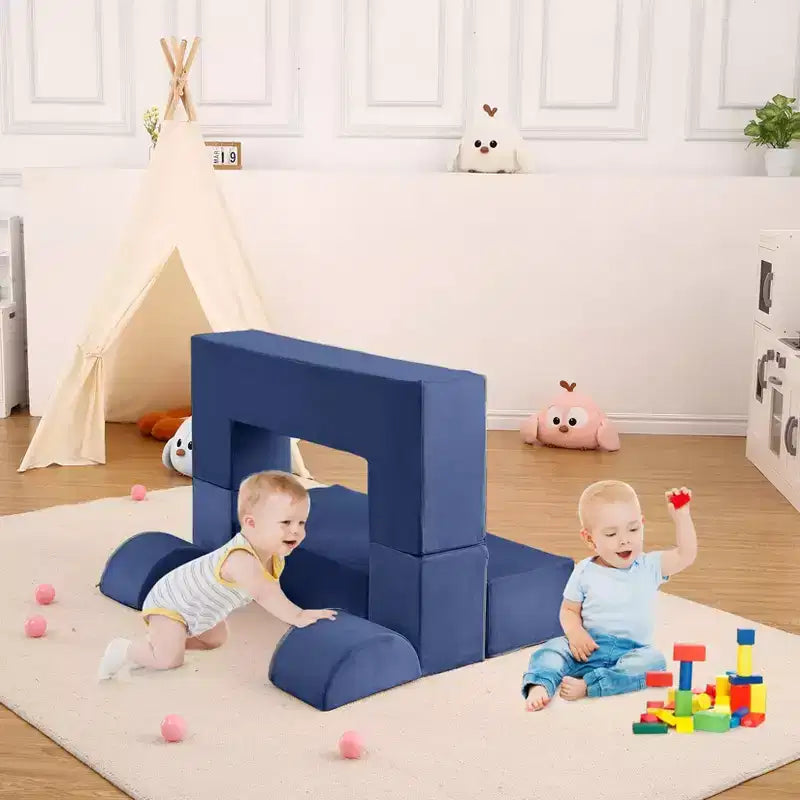 GustoWave Divano per Bambini 6 Pezzi, Set Divano Gioco in Schiuma con Cuscini Staccabili, Divano Morbido Convertibile per Bambini Piccoli e Bambini