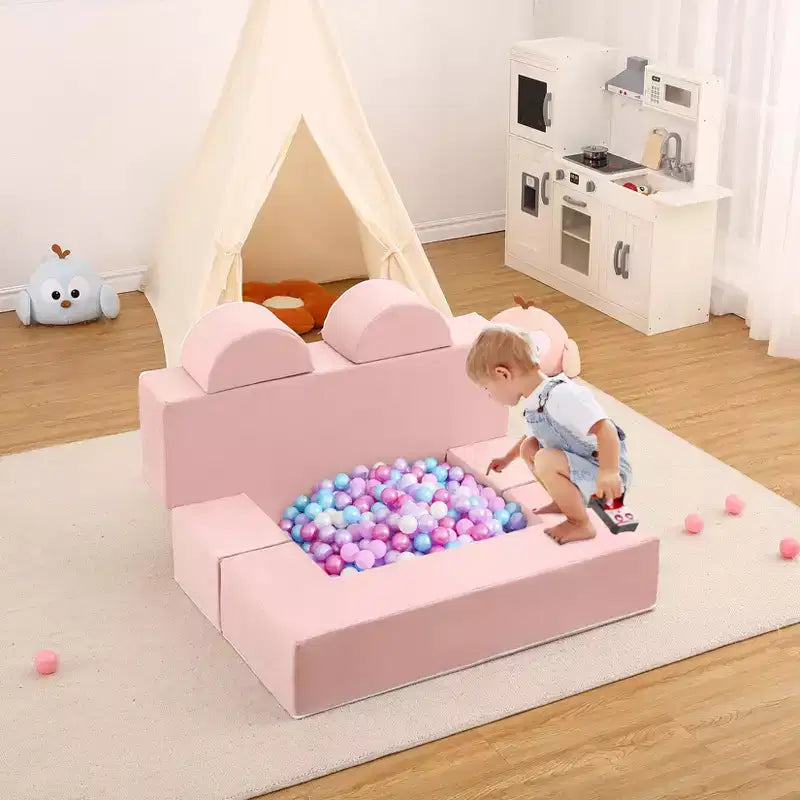 GustoWave Divano per Bambini 6 Pezzi, Set Divano Gioco in Schiuma con Cuscini Staccabili, Divano Morbido Convertibile per Bambini Piccoli e Bambini