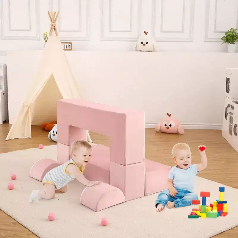 GustoWave Divano per Bambini 6 Pezzi, Set Divano Gioco in Schiuma con Cuscini Staccabili, Divano Morbido Convertibile per Bambini Piccoli e Bambini