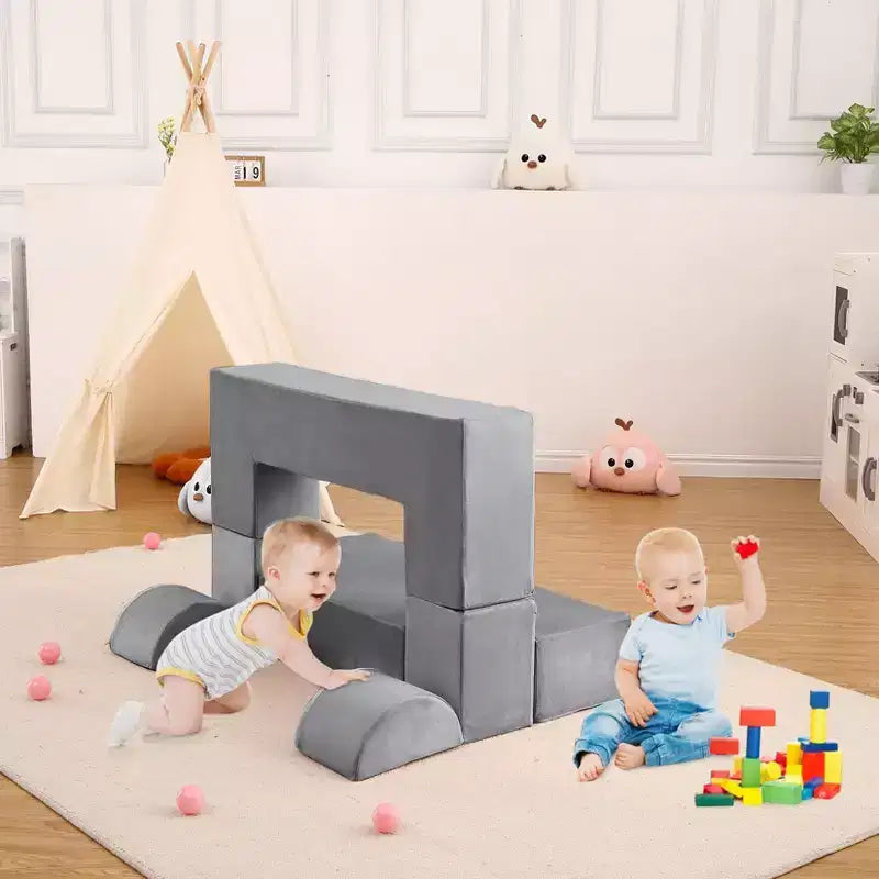 GustoWave Divano per Bambini 6 Pezzi, Set Divano Gioco in Schiuma con Cuscini Staccabili, Divano Morbido Convertibile per Bambini Piccoli e Bambini