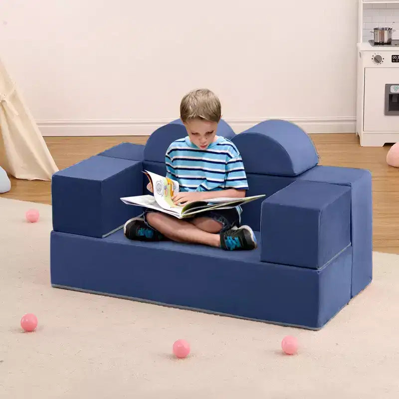 GustoWave Divano per Bambini 6 Pezzi, Set Divano Gioco in Schiuma con Cuscini Staccabili, Divano Morbido Convertibile per Bambini Piccoli e Bambini