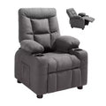 VEVOR Kids Reclining Chair, Toddler Recliner with Cup Holders and Pockets, 107 to 126 Adjustable Backrest, Breathable Polyester Fabric, Gray