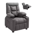 VEVOR Kids Reclining Chair, Toddler Recliner with Cup Holders and Pockets, 107 to 126 Adjustable Backrest, Breathable Polyester Fabric, Gray