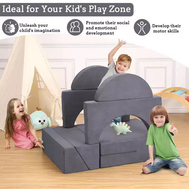 Divano per bambini, divano gioco per neonati - Set da gioco multifunzionale convertibile per sala giochi e cameretta