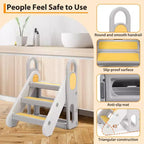 Sgabello Regolabile a 3 Gradini per Bambini, Sgabello Pieghevole per Bambini, con Maniglie, Cuscinetti Antiscivolo, per l'Addestramento al Vasino, per il Lavandino del Bagno