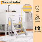 Sgabello Regolabile a 3 Gradini per Bambini, Sgabello Pieghevole per Bambini, con Maniglie, Cuscinetti Antiscivolo, per l'Addestramento al Vasino, per il Lavandino del Bagno