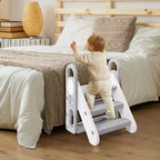 Sgabello Regolabile a 3 Gradini per Bambini, Sgabello Pieghevole per Bambini, con Maniglie, Cuscinetti Antiscivolo, per l'Addestramento al Vasino, per il Lavandino del Bagno