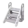 Adjustable 3-Step Toddler Stool, Foldable Step Stool for Kids, with Handles, Anti-Slip Pads, Kids Toilet Potty Training, for Bathroom Sink