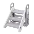 Adjustable 3-Step Toddler Stool, Foldable Step Stool for Kids, with Handles, Anti-Slip Pads, Kids Toilet Potty Training, for Bathroom Sink