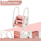 Sgabello per bambini con maniglie, Sgabello a 3 gradini regolabile per bambini con design antiscivolo, Sgabello in plastica per stare in piedi, per bagno, lavandino