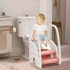 Sgabello per bambini con maniglie, Sgabello a 3 gradini regolabile per bambini con design antiscivolo, Sgabello in plastica per stare in piedi, per bagno, lavandino