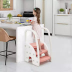 Sgabello per bambini con maniglie, Sgabello a 3 gradini regolabile per bambini con design antiscivolo, Sgabello in plastica per stare in piedi, per bagno, lavandino