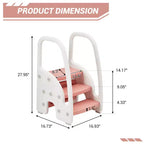 Sgabello per bambini con maniglie, Sgabello a 3 gradini regolabile per bambini con design antiscivolo, Sgabello in plastica per stare in piedi, per bagno, lavandino
