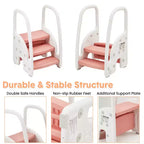 Sgabello per bambini con maniglie, Sgabello a 3 gradini regolabile per bambini con design antiscivolo, Sgabello in plastica per stare in piedi, per bagno, lavandino