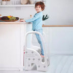 Sgabello per bambini con maniglie, Sgabello a 3 gradini regolabile per bambini con design antiscivolo, Sgabello in plastica per stare in piedi, per bagno, lavandino
