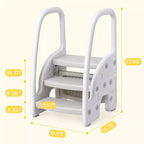 Sgabello per bambini con maniglie, Sgabello a 3 gradini regolabile per bambini con design antiscivolo, Sgabello in plastica per stare in piedi, per bagno, lavandino