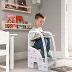 Sgabello per bambini con maniglie, Sgabello a 3 gradini regolabile per bambini con design antiscivolo, Sgabello in plastica per stare in piedi, per bagno, lavandino