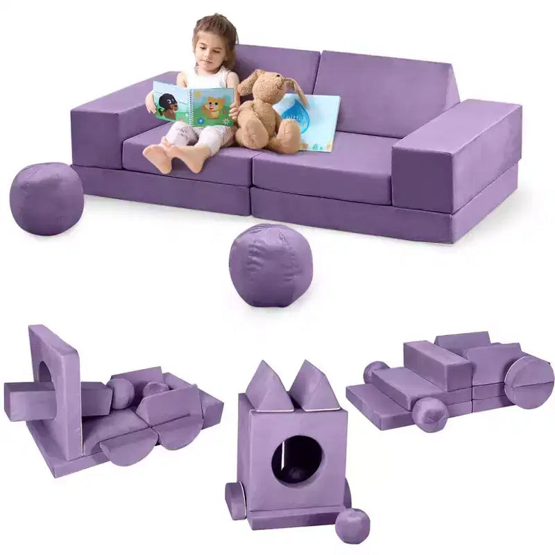 Divano Sezionale per Bambini 12 Pezzi per Sala Giochi e Camera da Letto