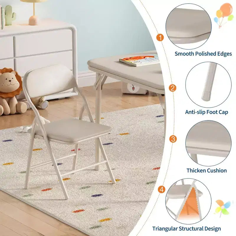 Set di 5 Tavolo e Sedie Pieghevoli per Bambini, Set di Tavolo e Sedie per Attività per Neonati e Bambini per Sala da Pranzo, Asili Nido, Aule