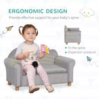 Divano ergonomico in schiuma per bambini con contenitore porta-giocattoli interno, divanetto per bambini in velluto con braccioli morbidi, mobili lounge per bambini