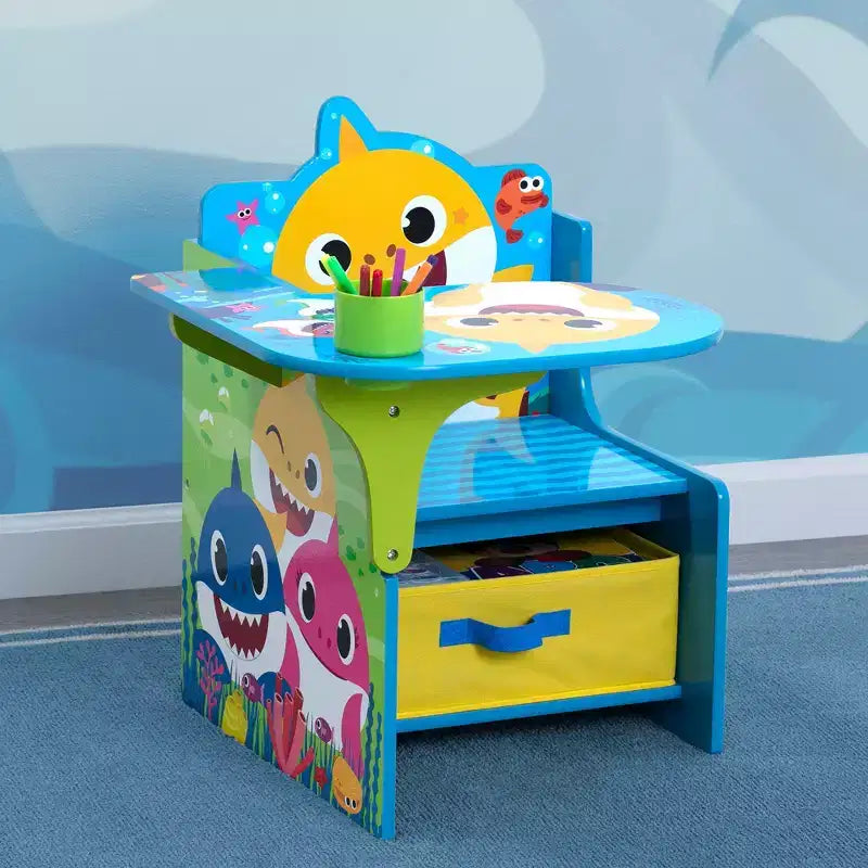 Sedia e Scrivania per Bambini Baby Shark con Contenitore