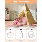 Poltrona convertibile 2 in 1 per bambini, in morbido pile Teddy, si apre per diventare una chaise longue o un letto, perfetta per la sala giochi, la cameretta o come regalo di compleanno