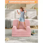 Poltrona convertibile 2 in 1 per bambini, in morbido pile Teddy, si apre per diventare una chaise longue o un letto, perfetta per la sala giochi, la cameretta o come regalo di compleanno