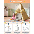 Poltrona convertibile 2 in 1 per bambini, in morbido pile Teddy, si apre per diventare una chaise longue o un letto, perfetta per la sala giochi, la cameretta o come regalo di compleanno