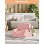 Poltrona convertibile 2 in 1 per bambini, in morbido pile Teddy, si apre per diventare una chaise longue o un letto, perfetta per la sala giochi, la cameretta o come regalo di compleanno