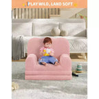 Poltrona convertibile 2 in 1 per bambini, in morbido pile Teddy, si apre per diventare una chaise longue o un letto, perfetta per la sala giochi, la cameretta o come regalo di compleanno