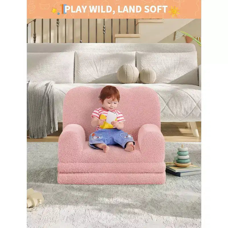 Poltrona convertibile 2 in 1 per bambini, in morbido pile Teddy, si apre per diventare una chaise longue o un letto, perfetta per la sala giochi, la cameretta o come regalo di compleanno