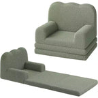 2-in-1 Kids Convertible Sofa Chair, Soft Teddy Fleece, Folds Out to lounger or Bed,Perfect for Playroom, Nursery, or as a Birthday Gift