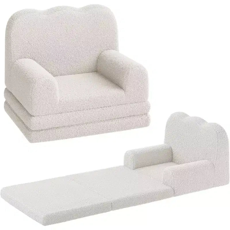 Poltrona convertibile 2 in 1 per bambini, in morbido pile Teddy, si apre per diventare una chaise longue o un letto, perfetta per la sala giochi, la cameretta o come regalo di compleanno