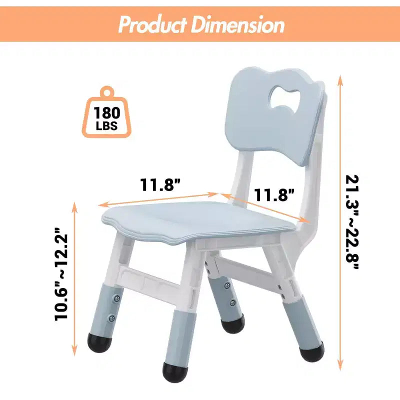 Sedia per bambini (confezione da 2), sedia per bambini in plastica regolabile in altezza a 3 livelli (età 2-6 anni) - Ideale per uso domestico, in classe e all'asilo