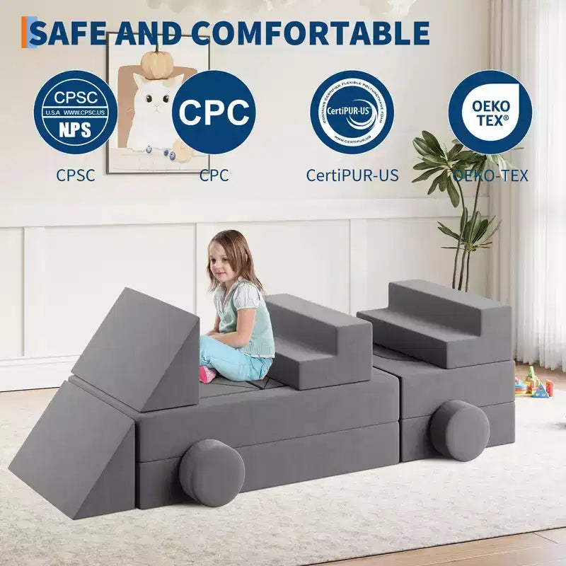 Divano per bambini da 22 pezzi, divano in schiuma convertibile per camera da letto e sala giochi, divano a 2 posti creativo, comodo e personalizzabile