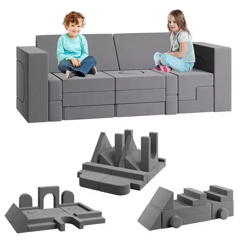 Divano per bambini da 22 pezzi, divano in schiuma convertibile per camera da letto e sala giochi, divano a 2 posti creativo, comodo e personalizzabile